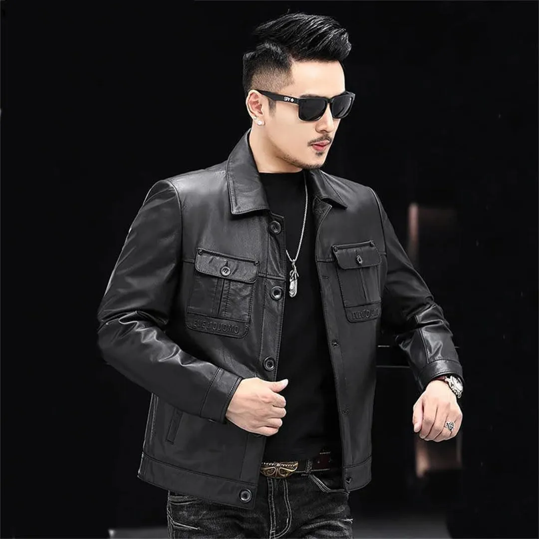 Men Leather Jackets Korean Motorcycle Casual Coats