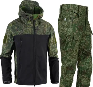 Mens 2 Piece Outfits Hikking Trucksuits for Men Tactical Combat Outdoor Fishing Climbing Outdoor Jacket and Sweatpant