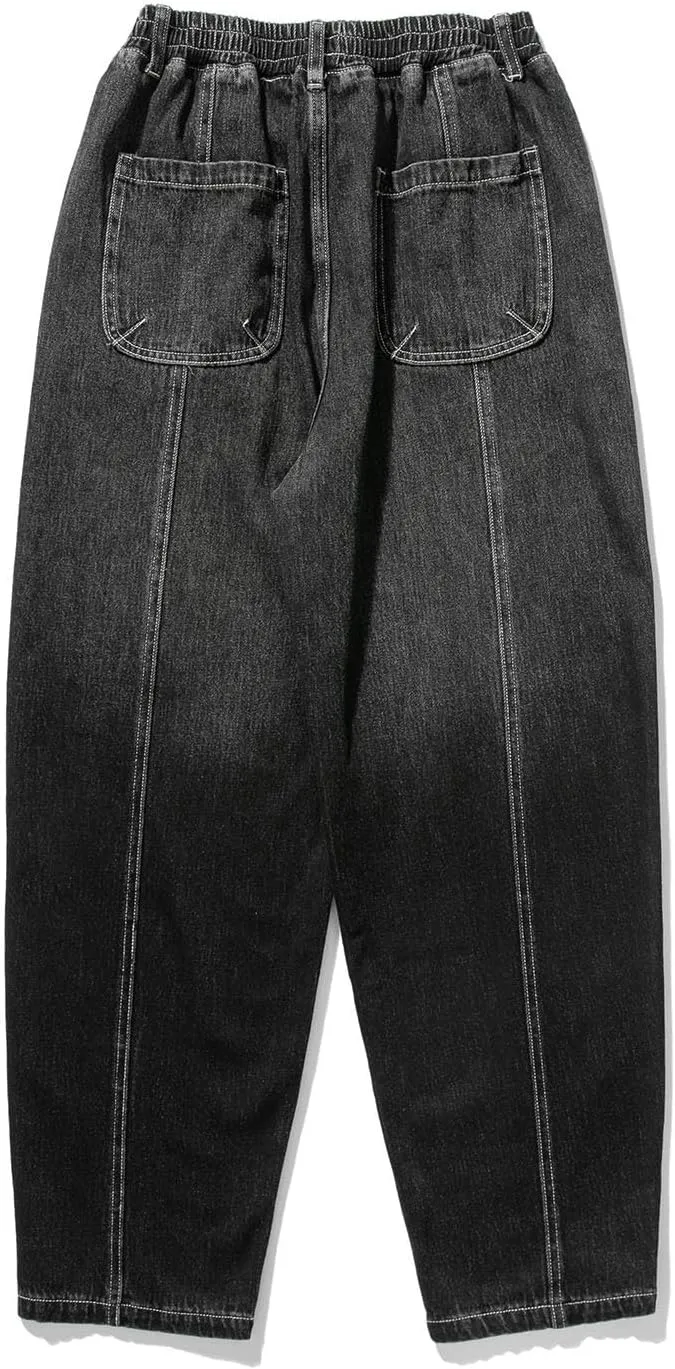 Mens Baggy Jeans Relaxed Fit Elastic Waist Straight Jeans Pants Fashion Gradient Hip Pop Skater Jeans Denim Pants
