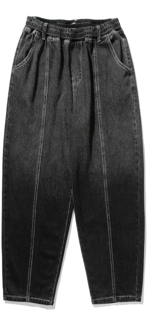 Mens Baggy Jeans Relaxed Fit Elastic Waist Straight Jeans Pants Fashion Gradient Hip Pop Skater Jeans Denim Pants