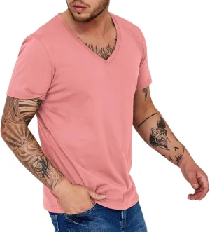 Mens Basic Shirts Quick Dry Workout Running Athletic Tees Short Sleeve V-Neck Casual T-Shirts Breathable Summer Tops