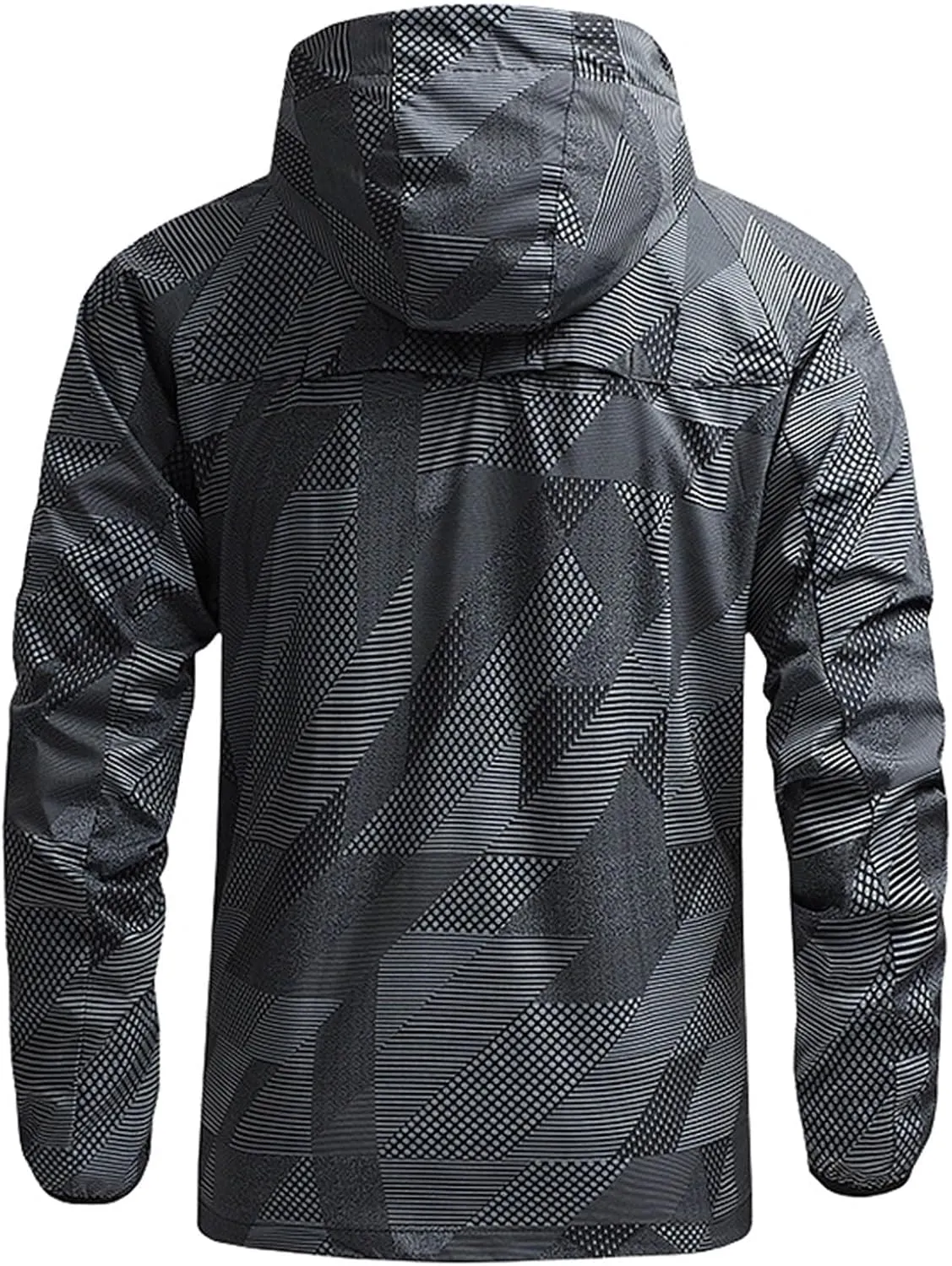 Men's Camouflage Lightweight Hooded Jacket Waterproof Windbreaker for Hiking Travel Skiing Work Rainy Days with Attached Hood