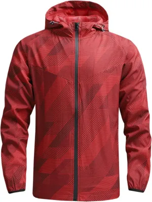 Men's Camouflage Lightweight Hooded Jacket Waterproof Windbreaker for Hiking Travel Skiing Work Rainy Days with Attached Hood