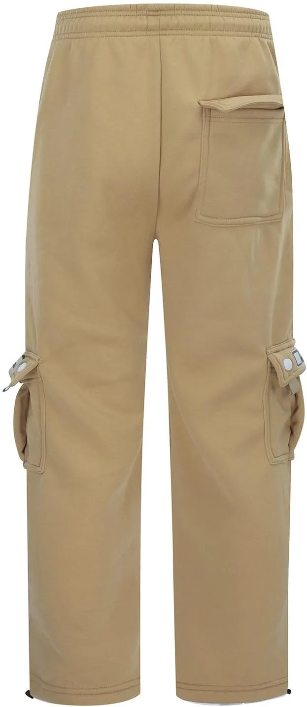 Men's Cargo Sweatpants Wide Leg Joggers Pants, All Matching Fitness Casual Solid Color Drawstring Loose Pants