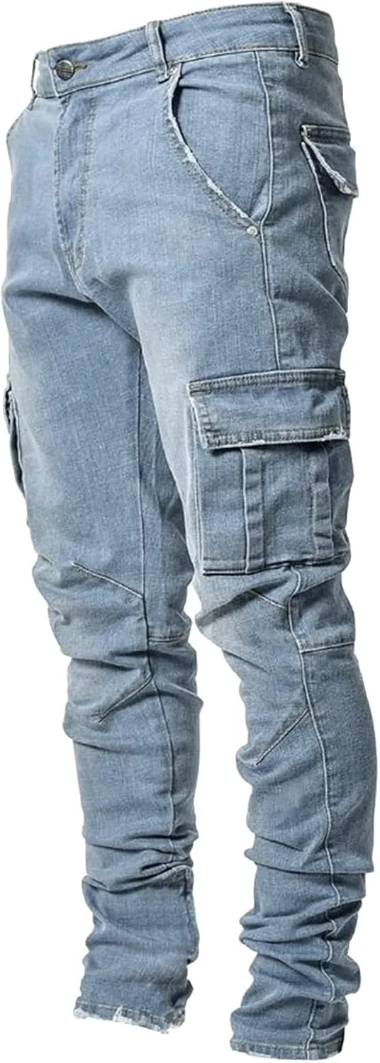Men's Casual Autumn Hip Hop Loose Middle Waist Denim Long Pants Men's Jeans Jeans Men Straight Leg Jeans