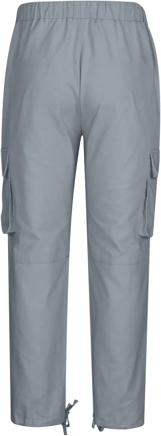 Men's Casual Cargo Pants Fashion Zipper Multi-Pockets Joggers Athletic Pants Straight Leg Sweatpants Hiking Trousers