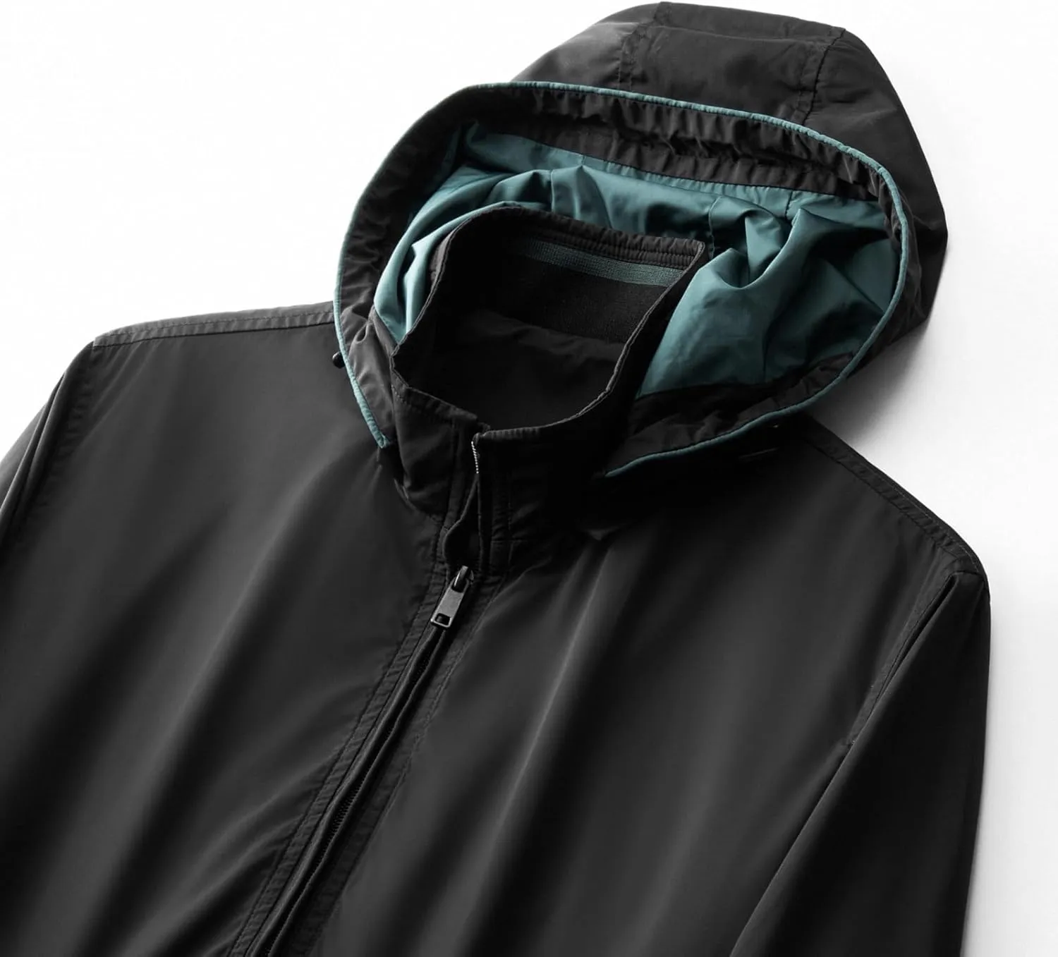 Mens Casual Waterproof Jacket Removable Hooded Long Sleeve Outerwear Windproof Full Zip Up with Zipper Pockets
