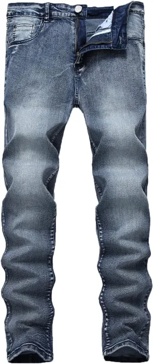Men's Classic Straight Jeans Slim Fit Leg Fashion Jean Pants Stylish Stretch Skinny Pencil Tech Denim Trousers (Blue,30)