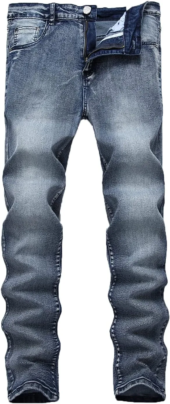 Men's Classic Straight Jeans Slim Fit Leg Fashion Jean Pants Stylish Stretch Skinny Pencil Tech Denim Trousers (Blue,30)