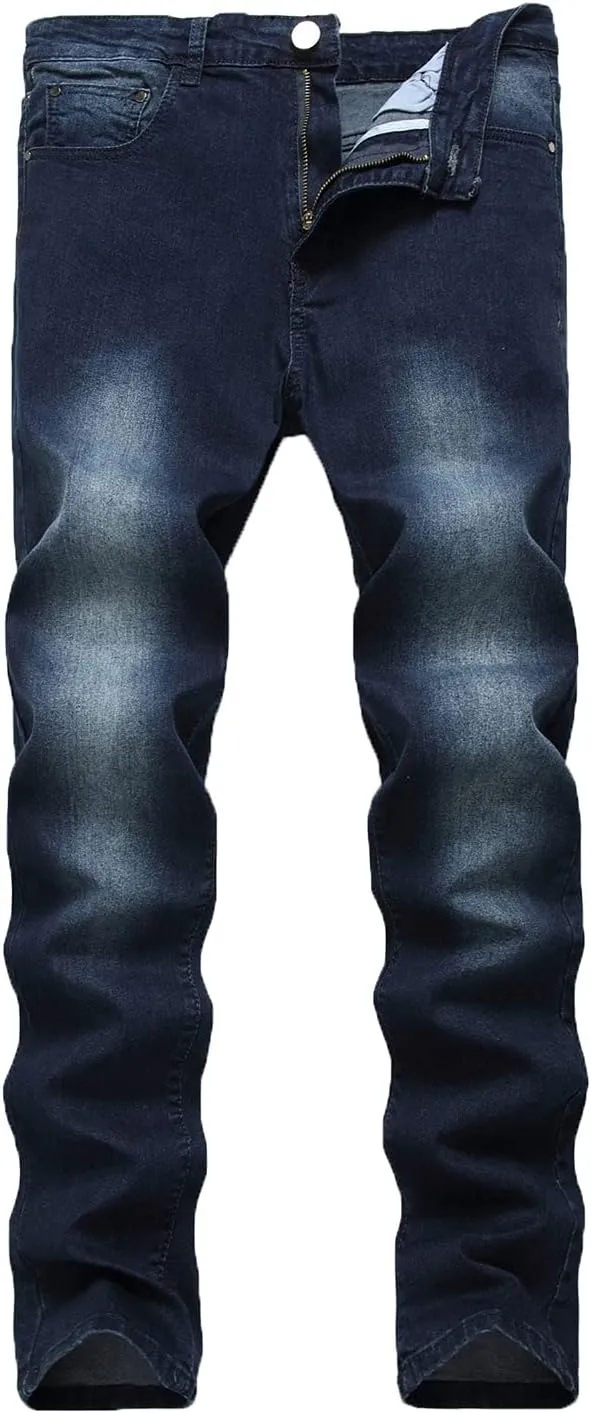 Men's Classic Straight Jeans Slim Fit Leg Fashion Jean Pants Stylish Stretch Skinny Pencil Tech Denim Trousers (Navy Blue,40)