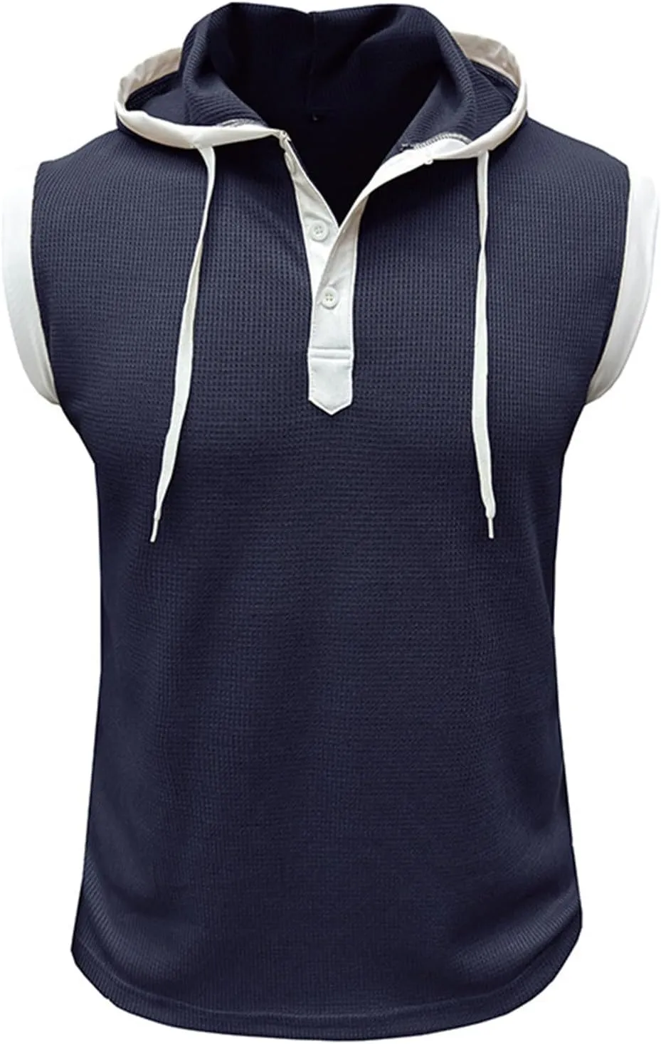 Men's Compression Shirts Trendy V Neck Hooded Pullover Tops Sleeveless Slim Fit Sweatshirt Bodybuilding Gym Tee Solid