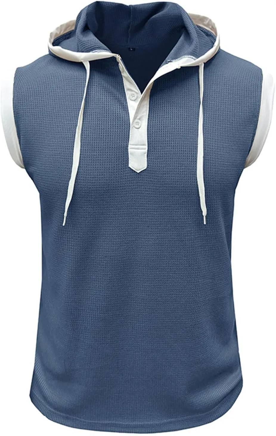 Men's Compression Shirts Trendy V Neck Hooded Pullover Tops Sleeveless Slim Fit Sweatshirt Bodybuilding Gym Tee Solid