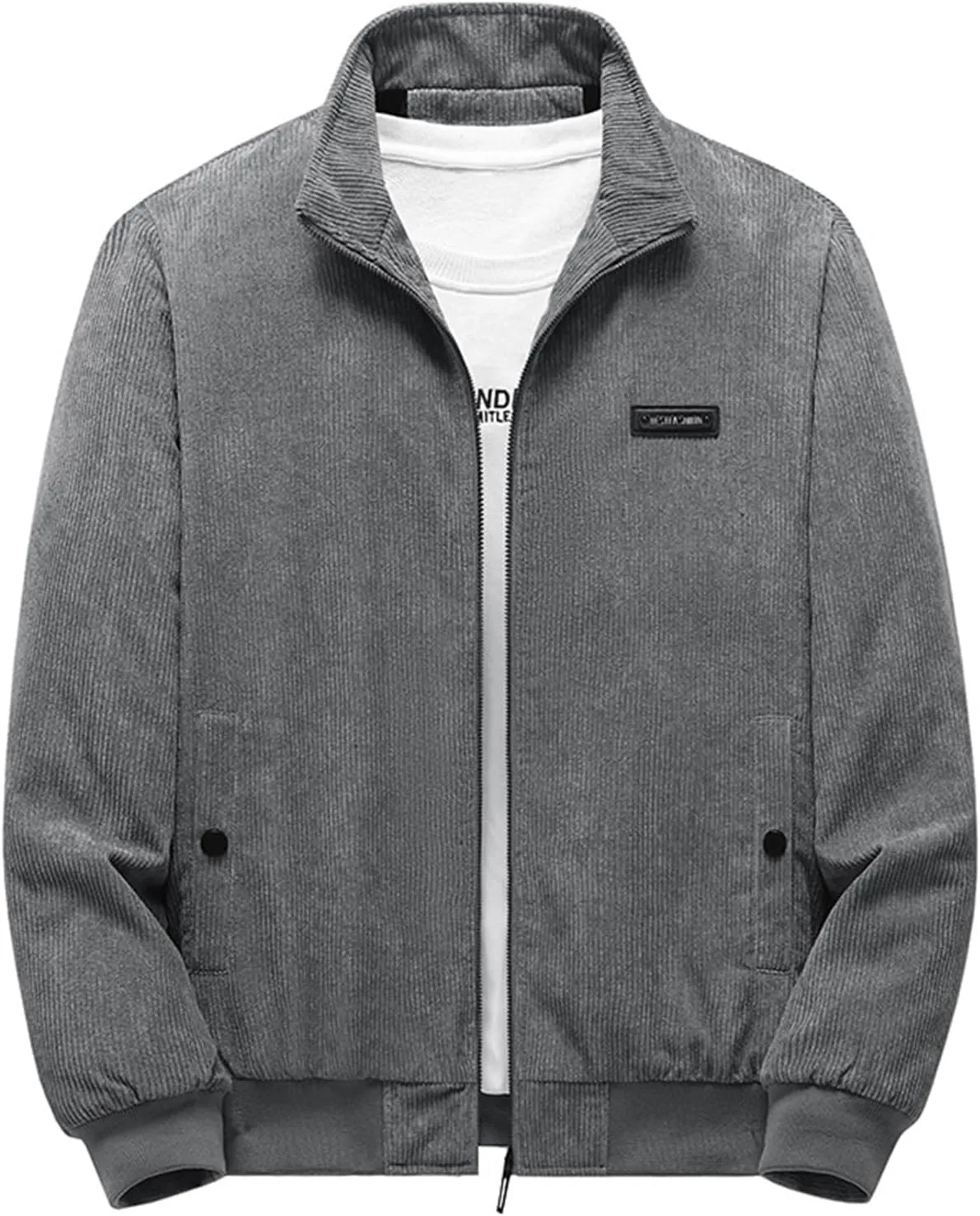 Mens Corduroy Shacket Jacket Casual Solid Color Overshirt Sherpa Lined Bomber Jacket Featuring Full Zip Up Windbreaker