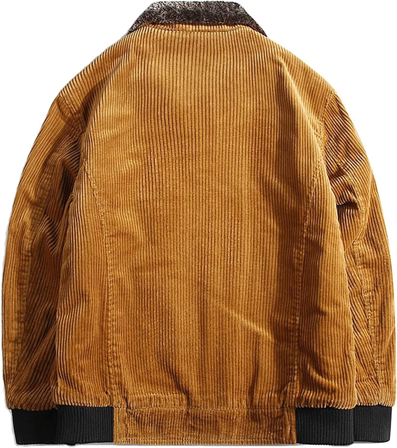 Men's Corduroy Sherpa Lined Trucker Jacket 2024 Thickened Warm Fall Winter Coats Long Sleeve Fur Collar Casual Coats