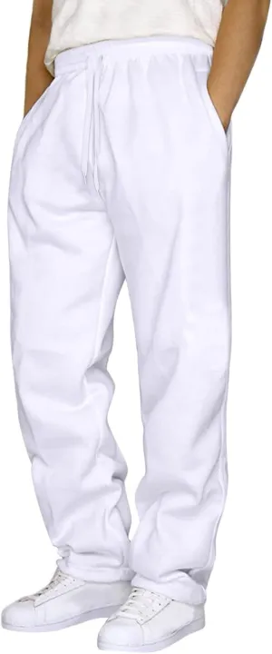 Men's Cotton Casual Sweatpants Yoga Athletic Lounge Trousers Elastic Jogger Running Straight Leg Pants with Pockets