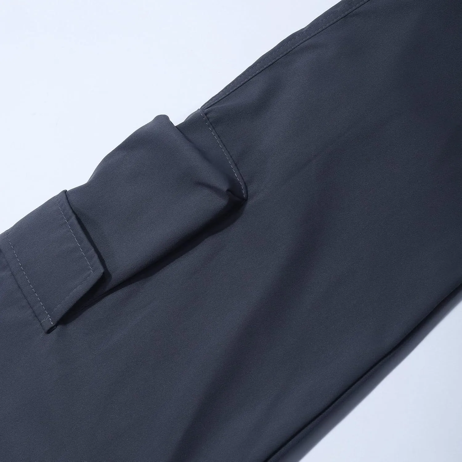 Men's Elastic Fleece Cargo Pants with Multi-Pockets Stretch Cargo Pants Slim Fit Pockets Elastic Waistband Long Pants