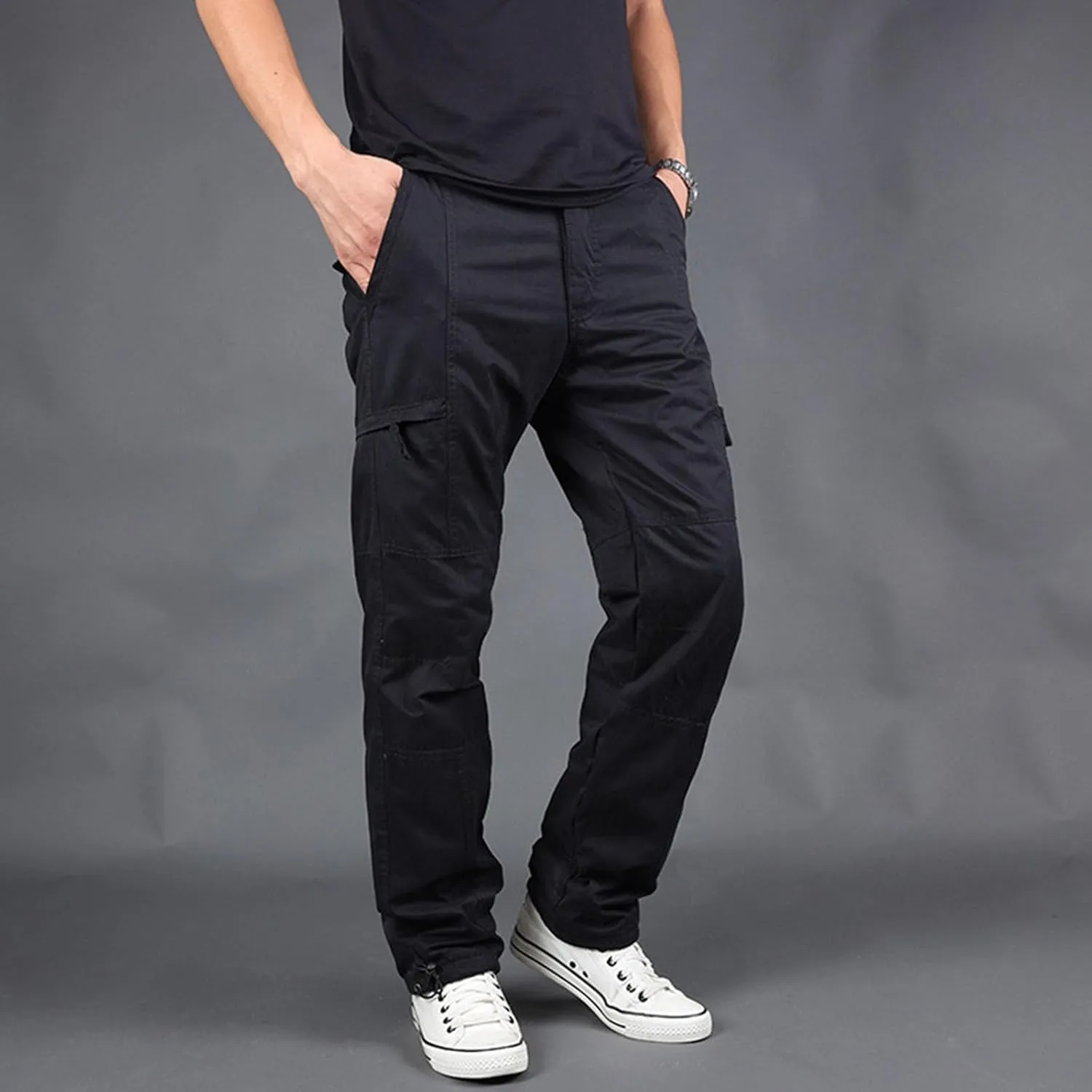 Men's Fleece Lined Outdoor Cargo Hiking Pants Ripstop Stretch Tactical Trousers Plus Size Joggers Military Pants