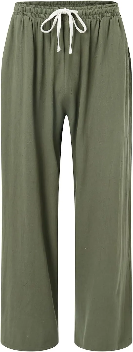 Mens Four Seasons Hanging Wide Leg Pants Style Loose Straight Casual Pants Sport Trousers