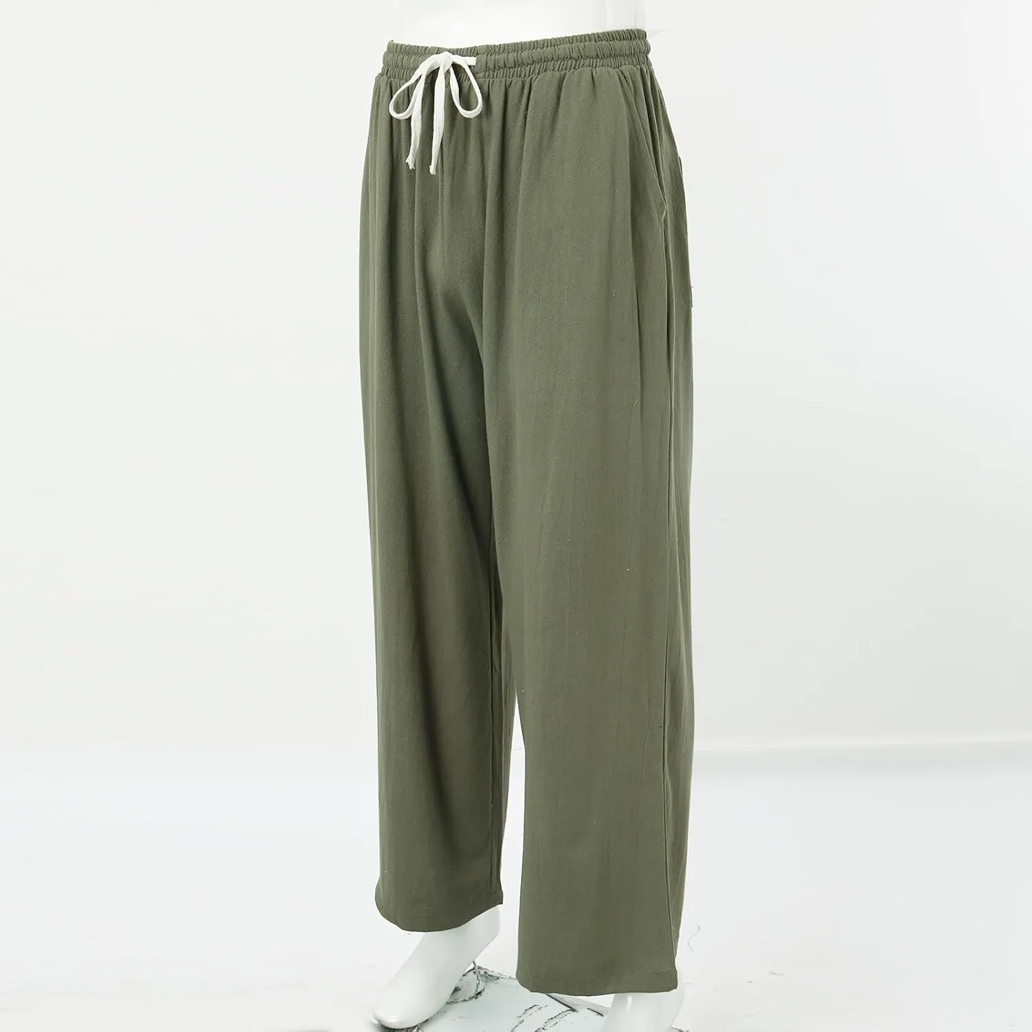 Mens Four Seasons Hanging Wide Leg Pants Style Loose Straight Casual Pants Sport Trousers