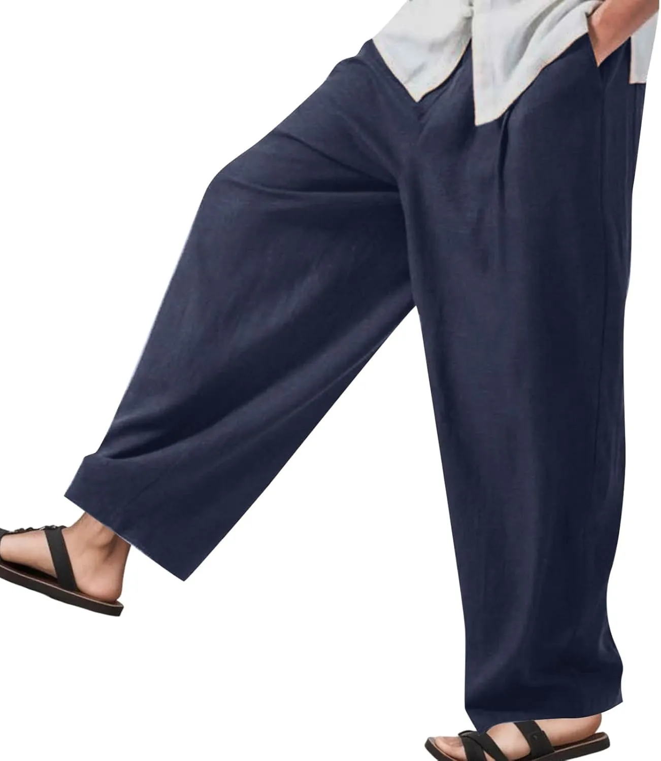 Mens Four Seasons Hanging Wide Leg Pants Style Loose Straight Casual Pants Sport Trousers