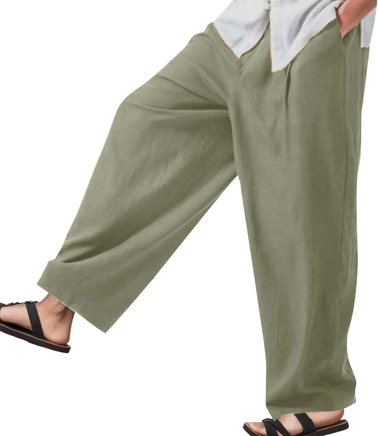 Mens Four Seasons Hanging Wide Leg Pants Style Loose Straight Casual Pants Sport Trousers