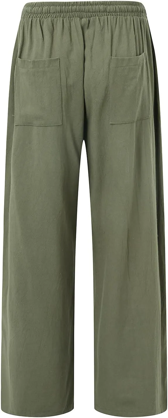 Mens Four Seasons Hanging Wide Leg Pants Style Loose Straight Casual Pants Sport Trousers