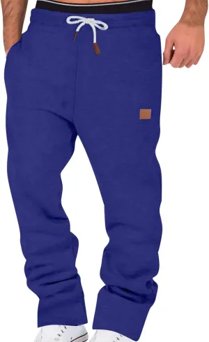 Men's Heavyweight Fleece Cargo Sweatpants Baggy Stretch Elastic Waist Workout Jogger Pants Drawstring Sport Trousers