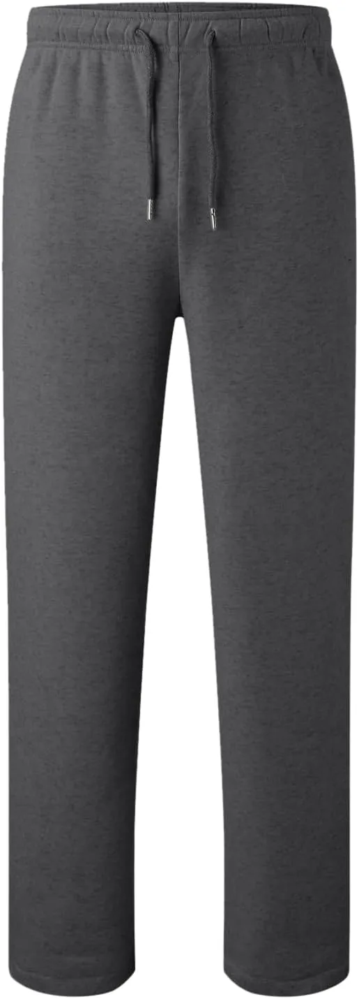 Men's Heavyweight Fleece Cargo Sweatpants Baggy Sweat Pants with Pockets Elastic Waist Drawstring Joggers Trousers