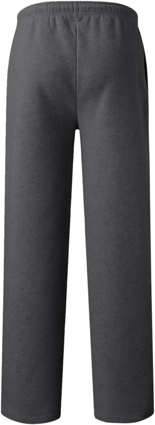Men's Heavyweight Fleece Cargo Sweatpants Baggy Sweat Pants with Pockets Elastic Waist Drawstring Joggers Trousers