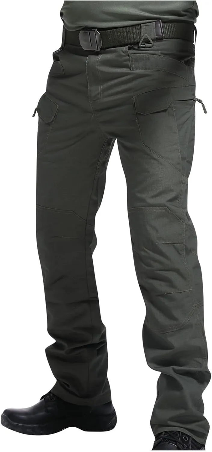 Mens Hiking Cargo Pants Multi Pockets Ripstop Stretch Waterproof Joggers Pants Outdoor Baggy Pants