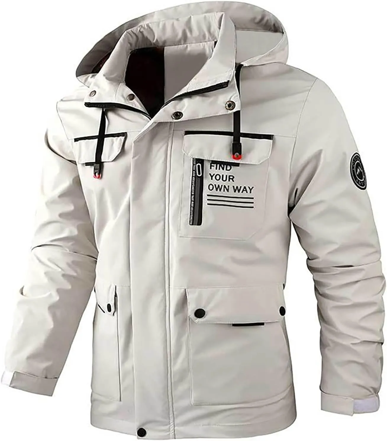 Men'S Hooded Softshell Jacket Waterproof Lightweight Windbreaker Fleece Lined Rain Shell Jacket Plus Size