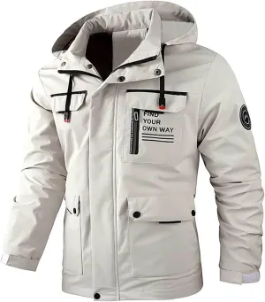 Men'S Hooded Softshell Jacket Waterproof Lightweight Windbreaker Fleece Lined Rain Shell Jacket Plus Size