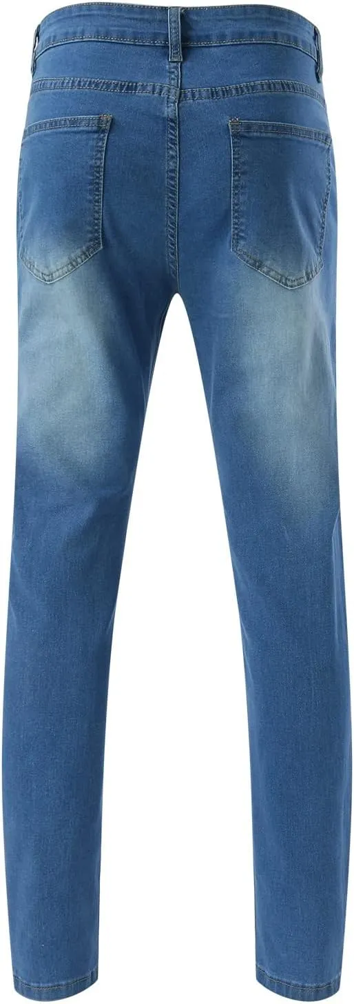 Mens Jeans Straight Fit Vintage Jeans Loose Denim Pants with Pockets Hip Hop Dance Pants Streetwear Multi Pocket