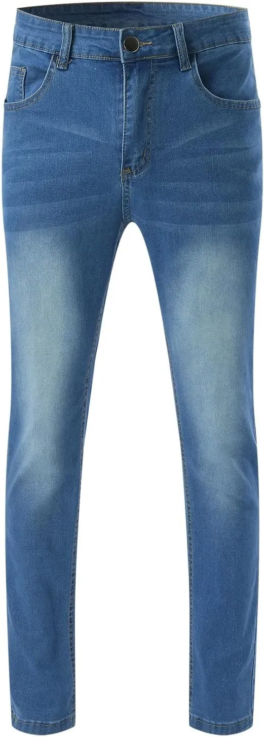 Mens Jeans Straight Fit Vintage Jeans Loose Denim Pants with Pockets Hip Hop Dance Pants Streetwear Multi Pocket