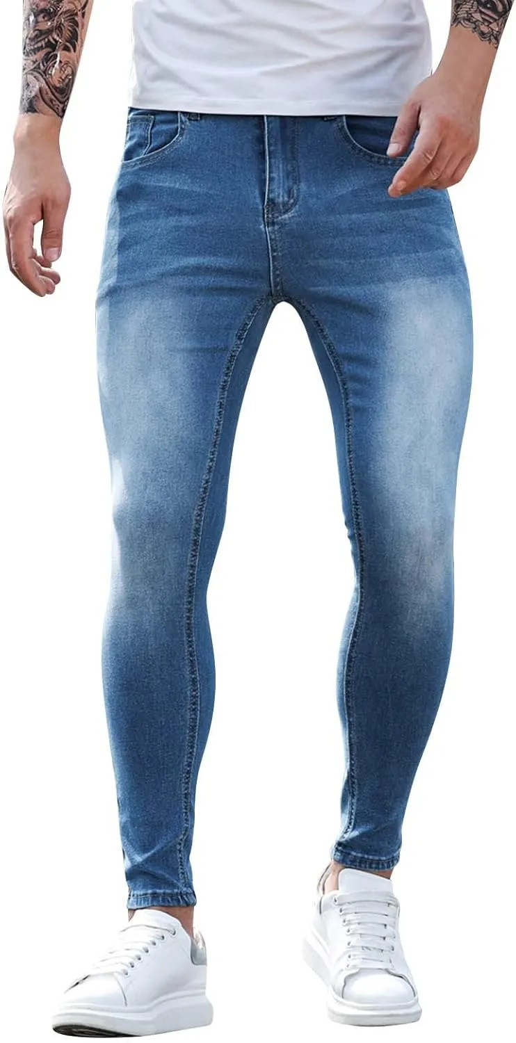 Mens Jeans Straight Fit Vintage Jeans Loose Denim Pants with Pockets Hip Hop Dance Pants Streetwear Multi Pocket