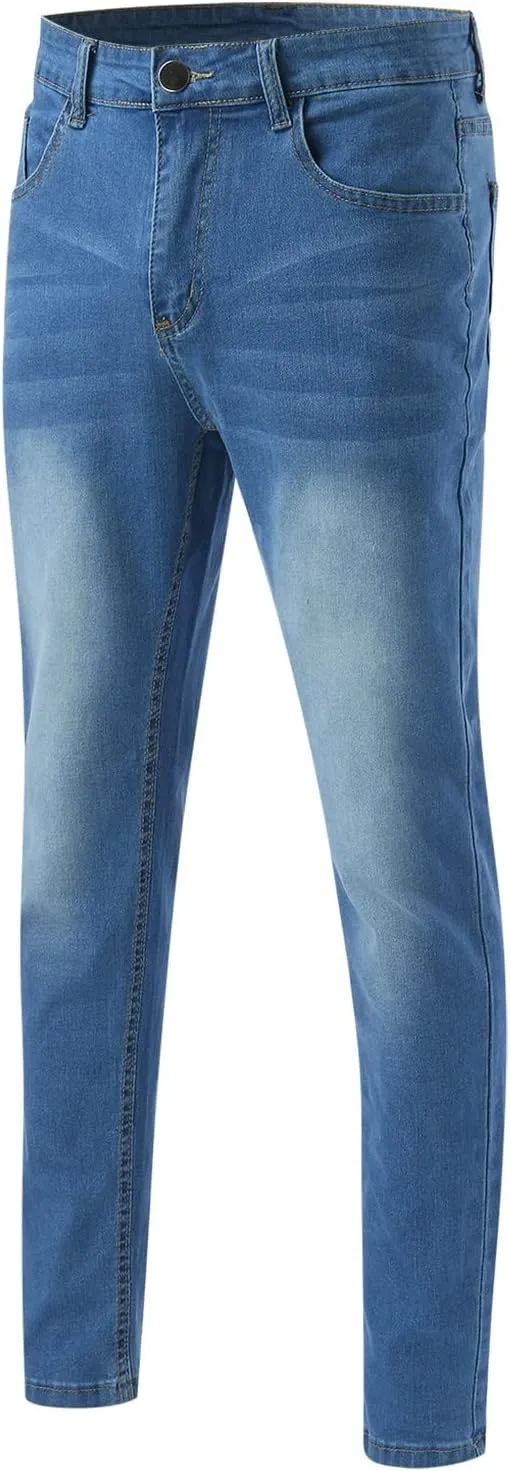 Mens Jeans Straight Fit Vintage Jeans Loose Denim Pants with Pockets Hip Hop Dance Pants Streetwear Multi Pocket