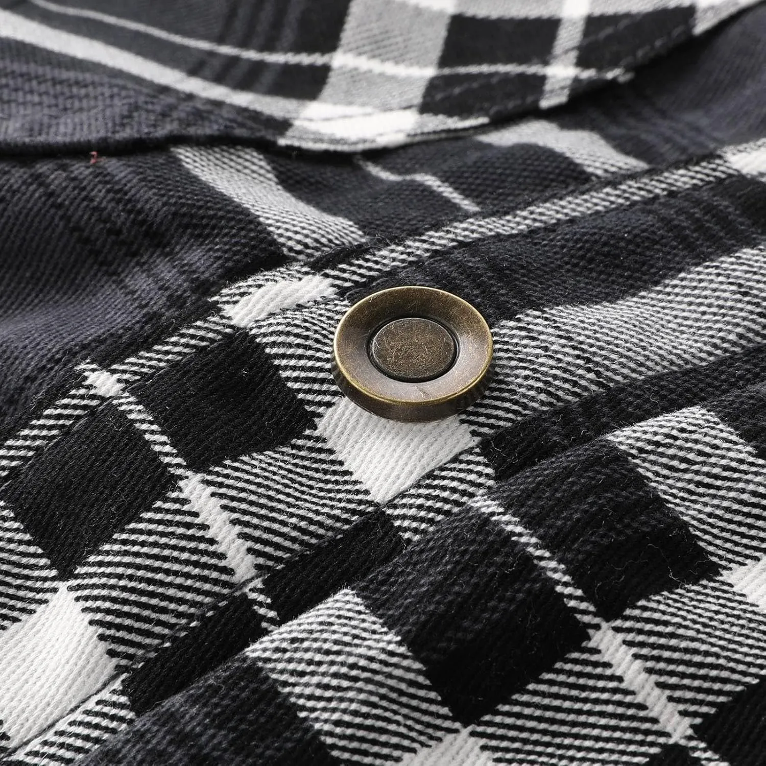 Mens Lightweight Checkered Shirt Jacket Hooded Wool Lined Coat Warm Stylish Outerwear with Pockets for Winter