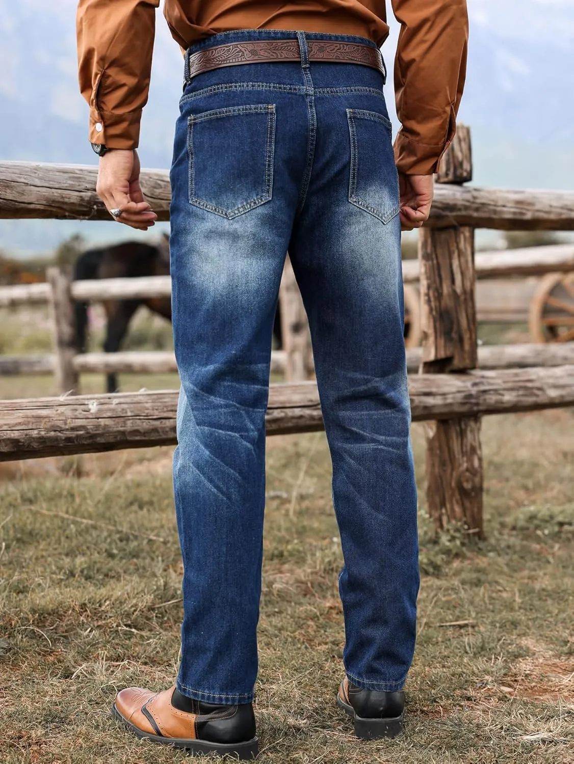 Men's Lightweight Straight Jeans Regular Fit Jean Summer Spring Vintage Denim Pants