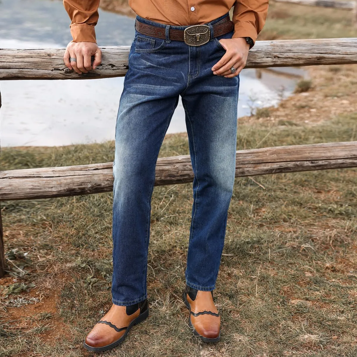 Men's Lightweight Straight Jeans Regular Fit Jean Summer Spring Vintage Denim Pants