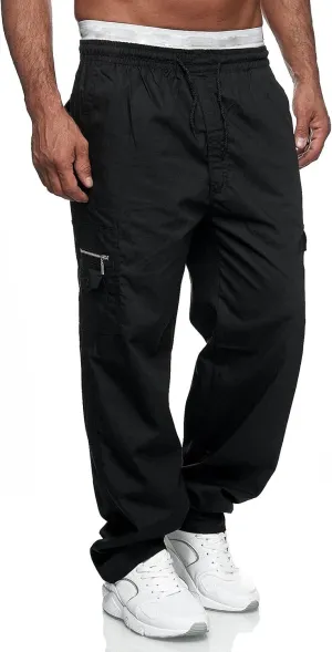 Men's Outdoor Hiking Ripstop Cargo Pants Multi-Pocket Work Utility Pants Straight Leg Open Bottom Trousers