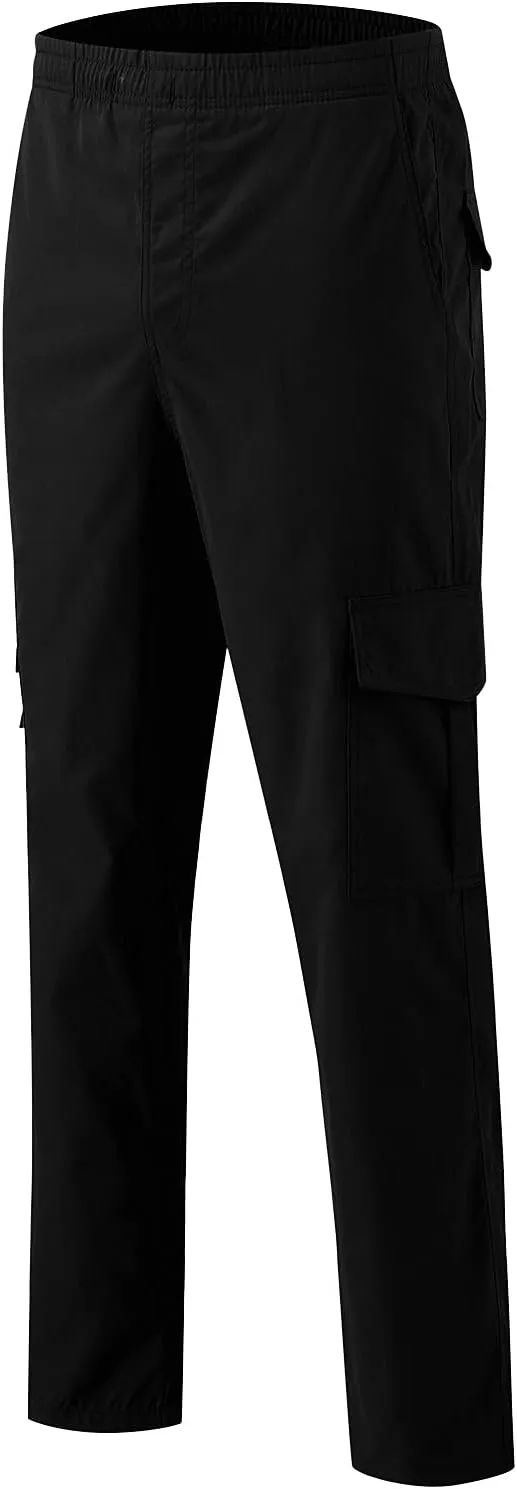 Men's Outdoor Hiking Ripstop Cargo Pants Multi-Pocket Work Utility Pants Straight Leg Open Bottom Trousers