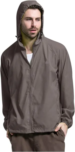Mens Oversized Full Zip Rain Coats Unisex Baggy Outdoor Jackets with Hood Breathable Sports Windbreaker Lightweight Blouses