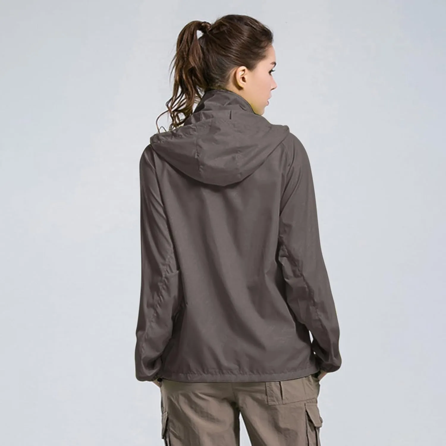 Mens Oversized Full Zip Rain Coats Unisex Baggy Outdoor Jackets with Hood Breathable Sports Windbreaker Lightweight Blouses