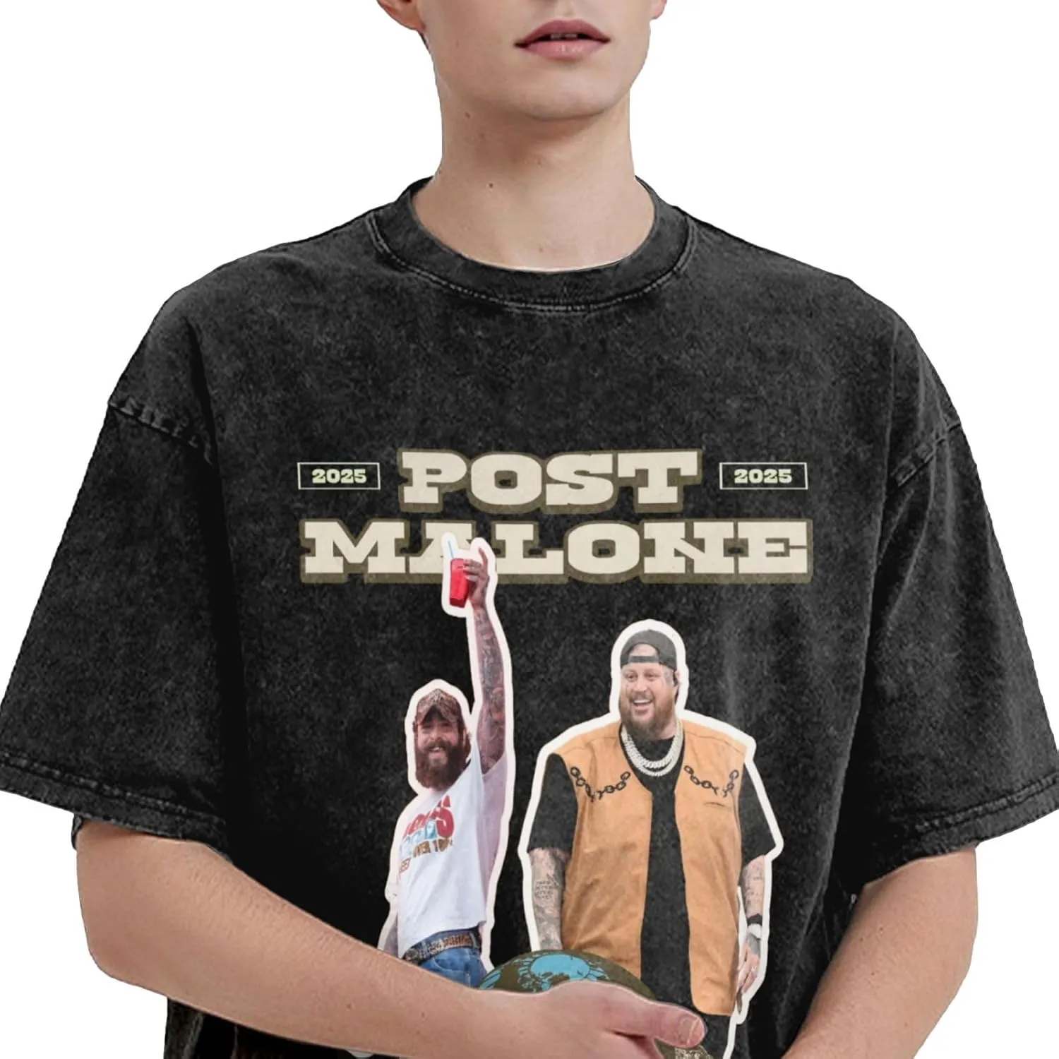 Mens Oversized Graphic T Shirts Washed Cotton Short Sleeve Retro Loose Fit Hip Hop Streetwear Basic Tees