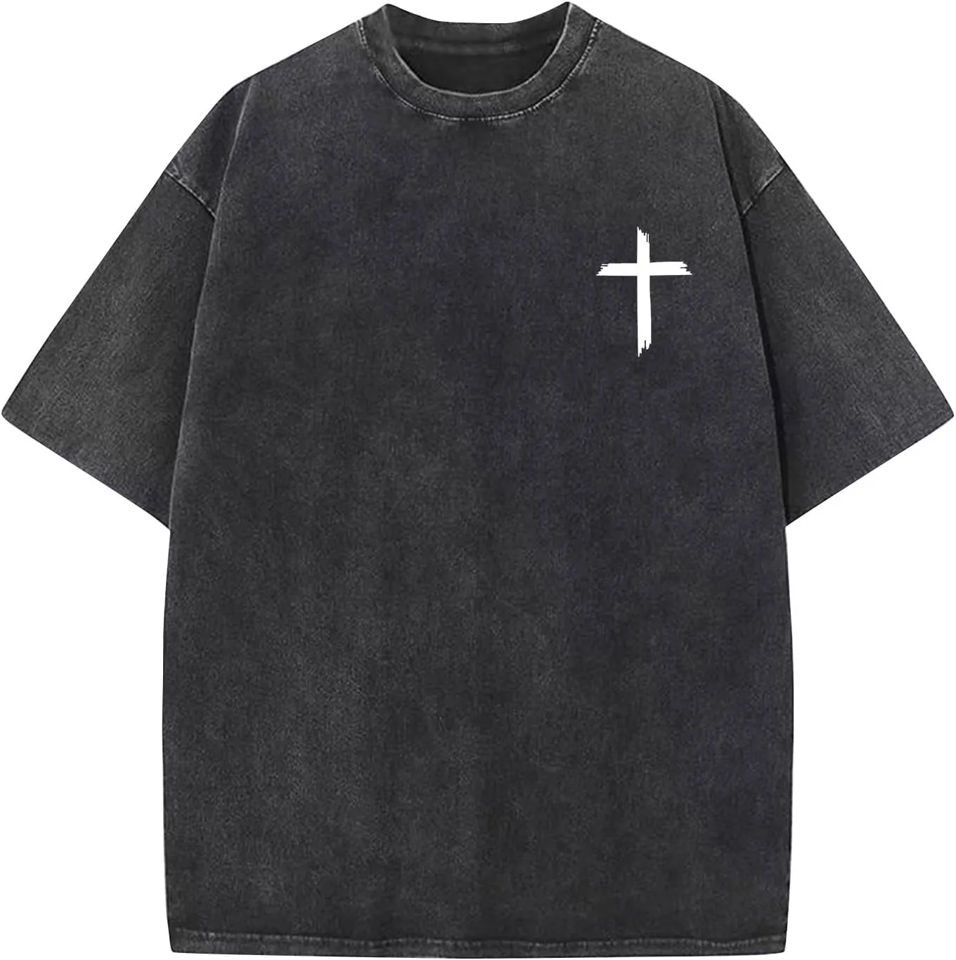 Men's Oversized T Shirts Heavy Cotton Vintage Washed Distressed Letter Graphic Tees Casual Loose Fit Summer Tops