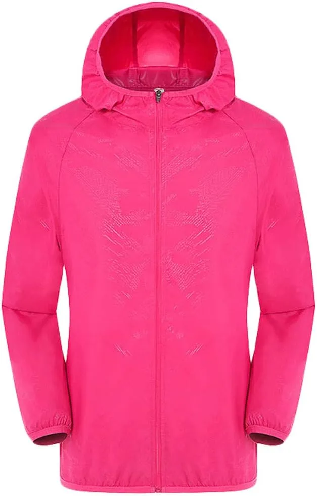 Men's Oversized Zip Up Raincoats Lightweight Waterproof Thin Outdoor Jackets with Hood Windbreaker