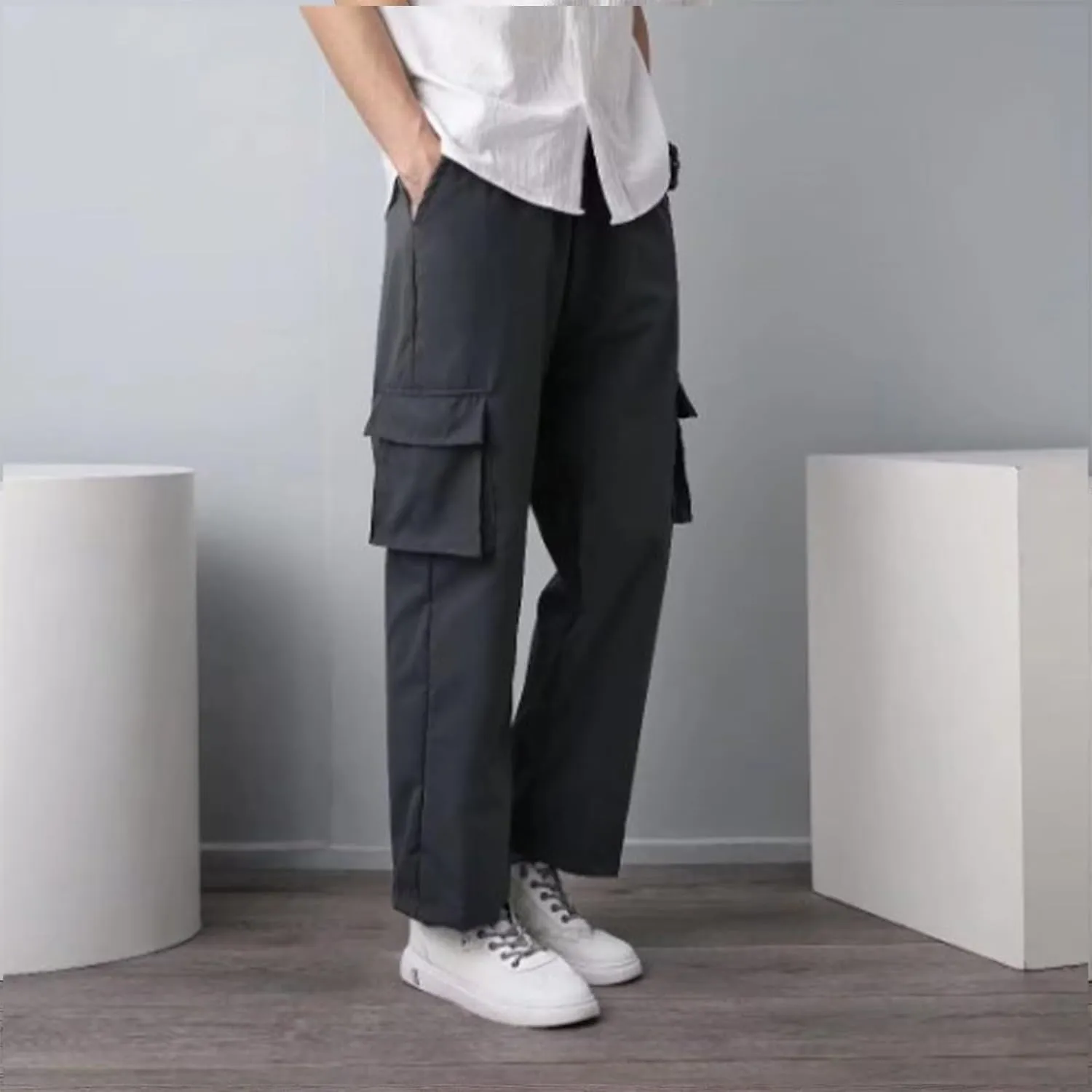 Men's Pants Cargo Work Lightweight Cargo Sweatpants Stretch Waistband Workout Joggers Outdoor Athletic Hiking Pants