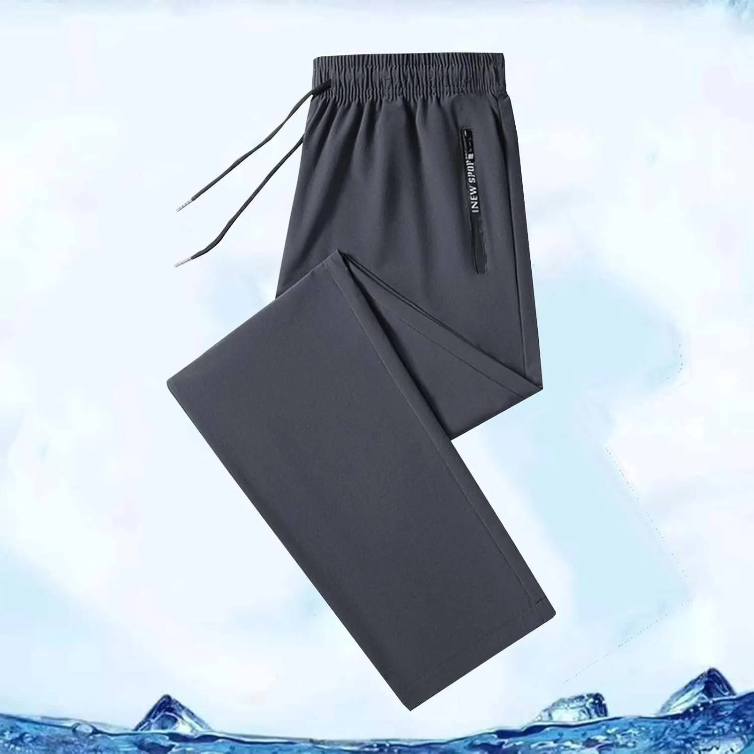 Mens Pants Casual Relaxed Fit Stretch Ice Silk Joggers Unisex Stretch Quick Drying Pants Silm Breathable Sports Pant