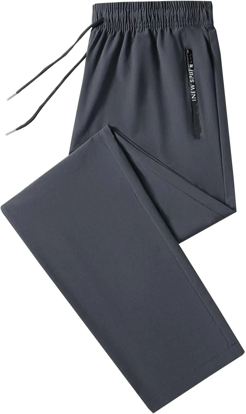 Mens Pants Casual Relaxed Fit Stretch Ice Silk Joggers Unisex Stretch Quick Drying Pants Silm Breathable Sports Pant