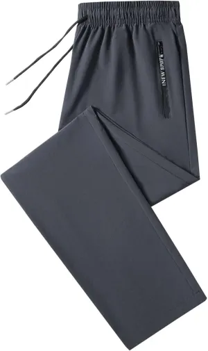 Mens Pants Casual Relaxed Fit Stretch Ice Silk Joggers Unisex Stretch Quick Drying Pants Silm Breathable Sports Pant